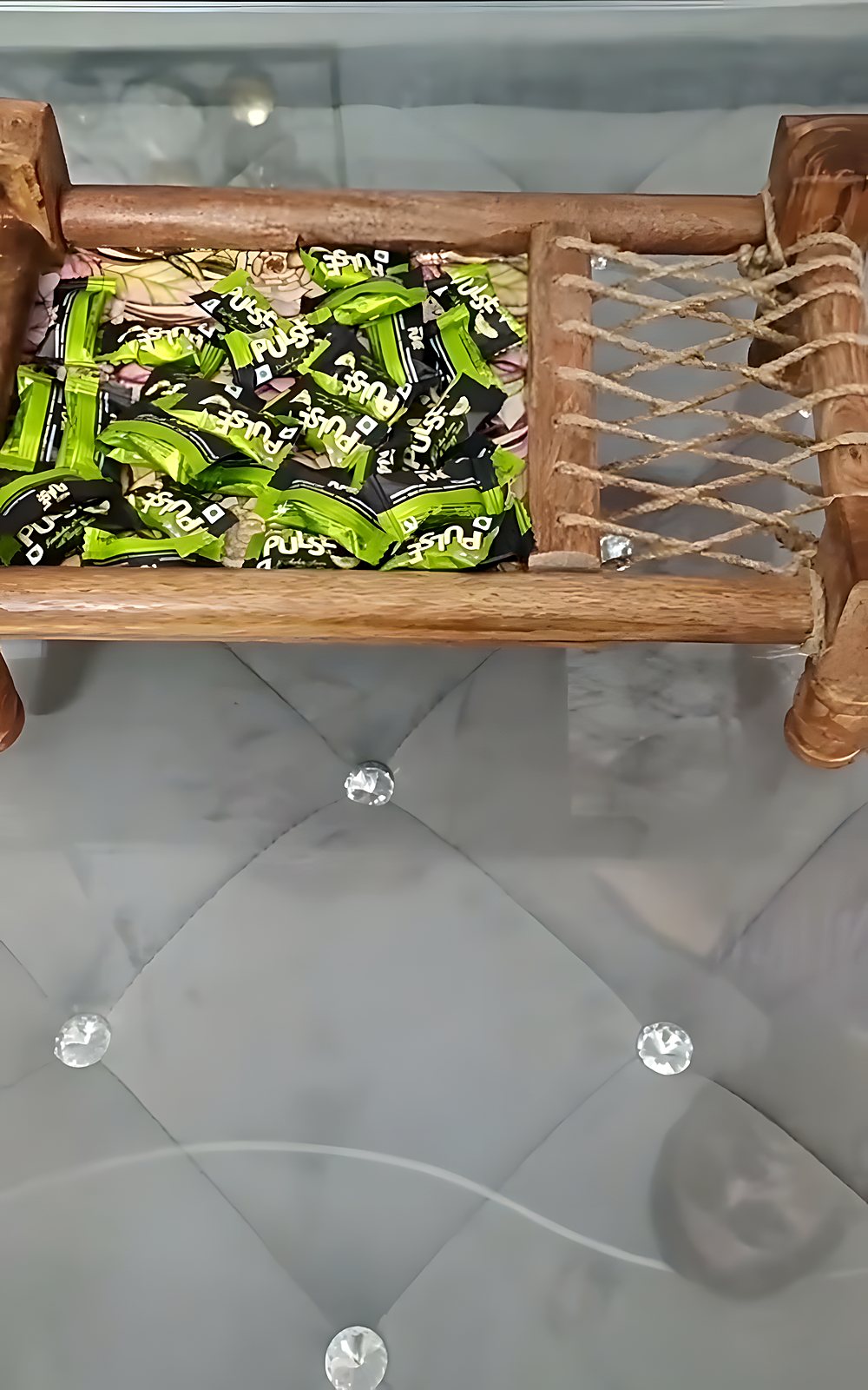 Long wooden charpai platter