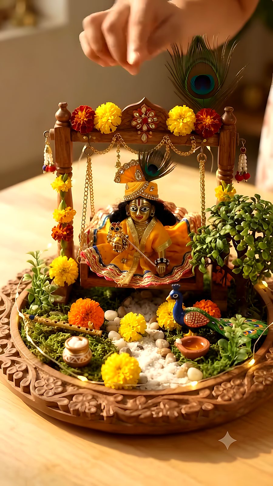 Festive Janmashtami jhula décor
